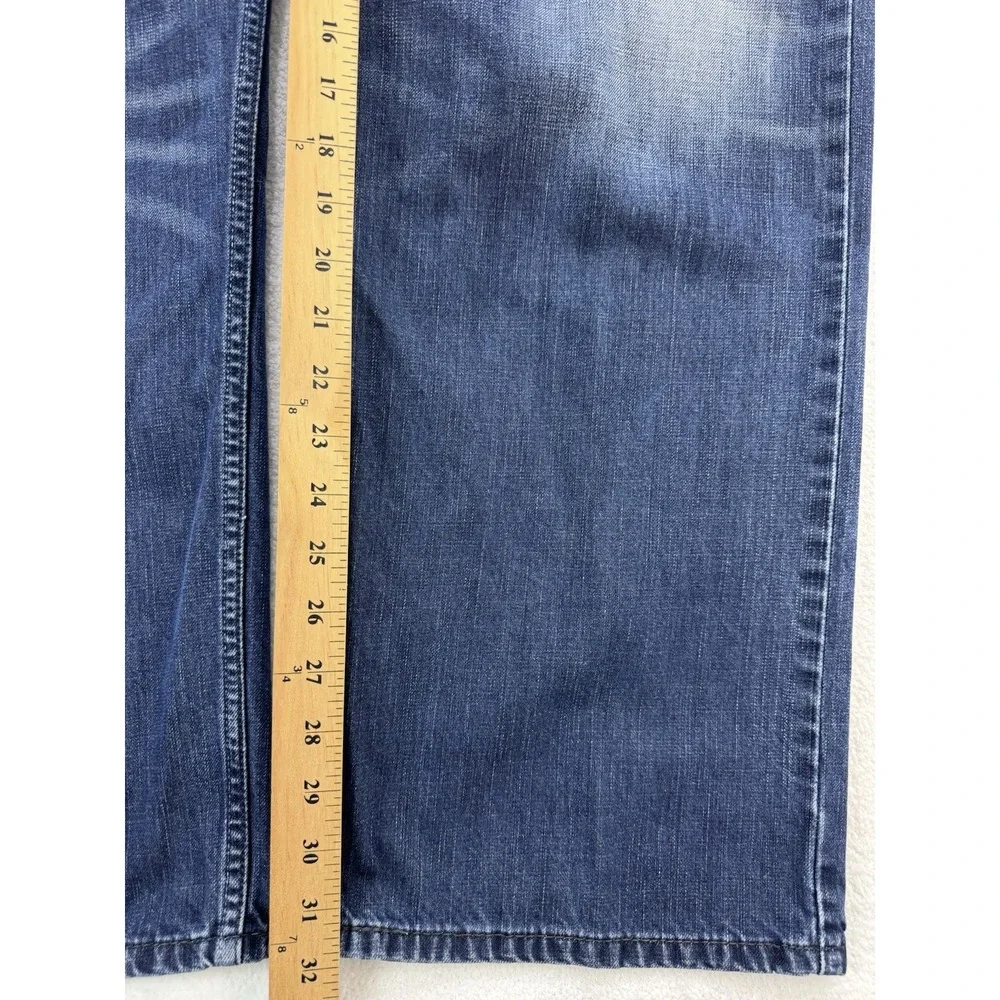 Levis 569 Jeans Men 42x32 Navy Blue Loose Baggy Straight Whisker Distress Denim